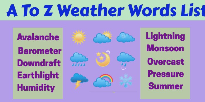 A To Z Weather Words List