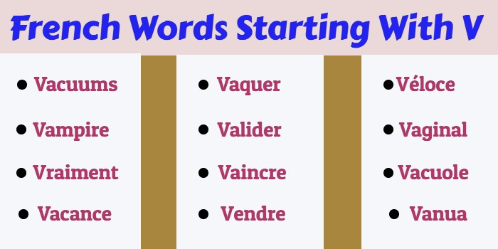 French Words Starting With V