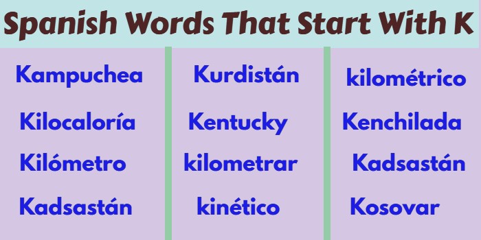 Spanish Words That Start With K Spanish Words
