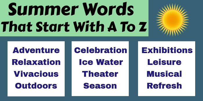 Summer Words That Start With A To Z