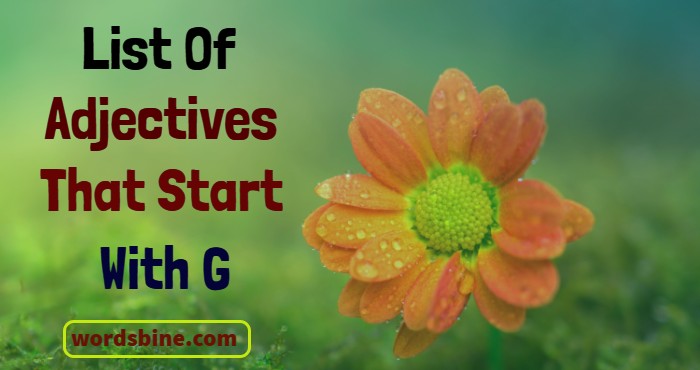 List Of Adjectives That Start With G