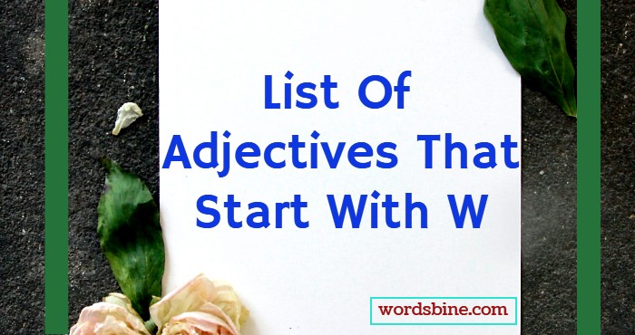 List Of Adjectives That Start With W