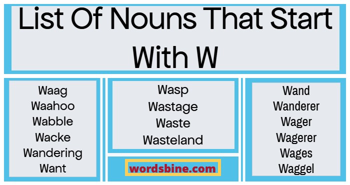 List Of Nouns That Start With W