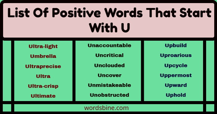 List Of Positive Words That Start With U